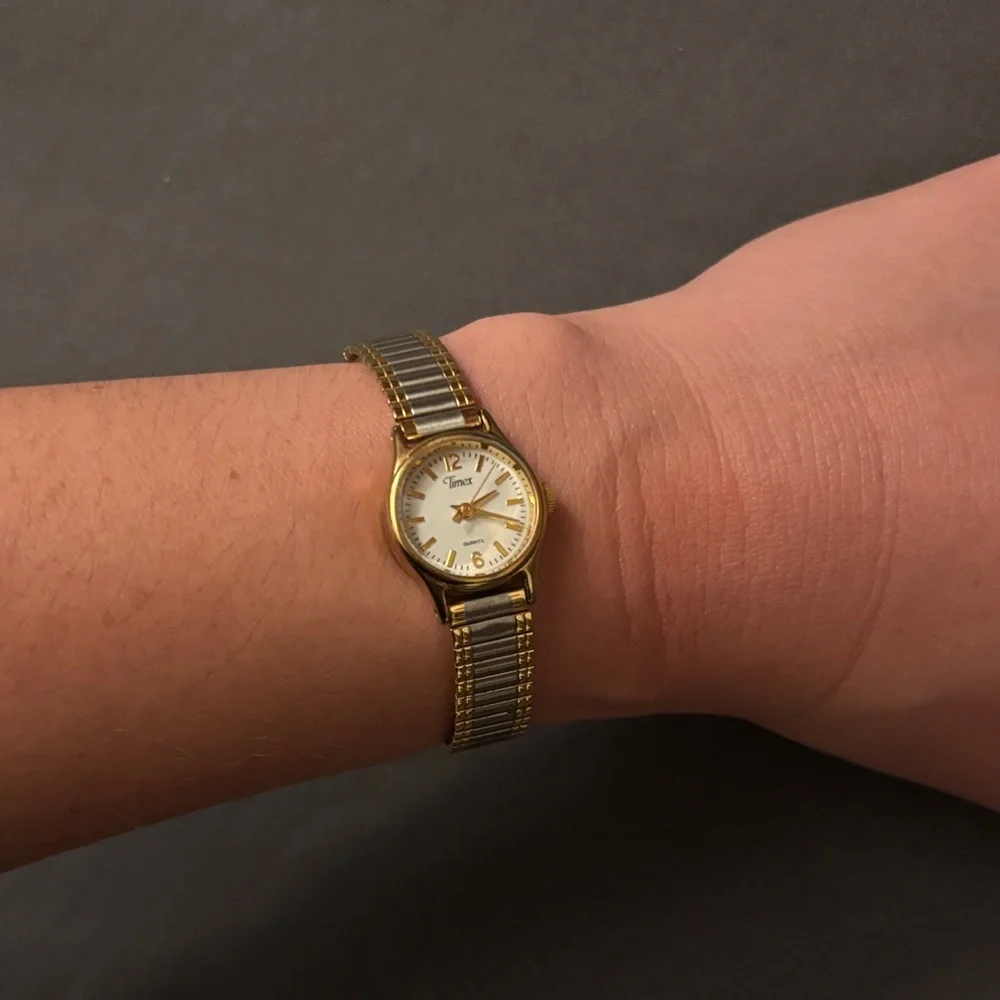 Timex Two-Tone Gold and Silver Women's Stretch Watch Dead Battery